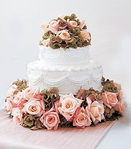 Roses and Hydrangea Cake Top and Base