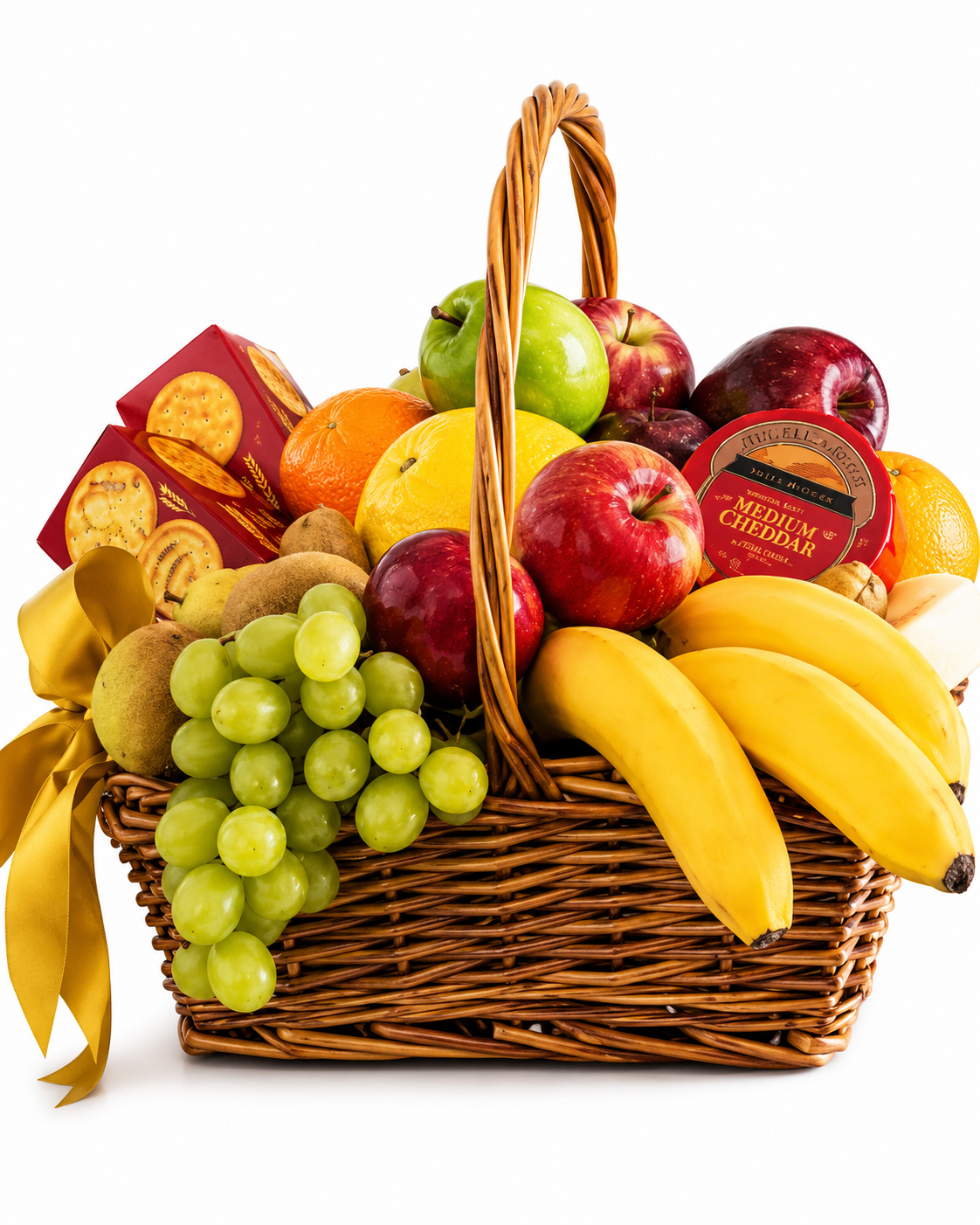 Fruit Basket filled with Crackers and Cheese