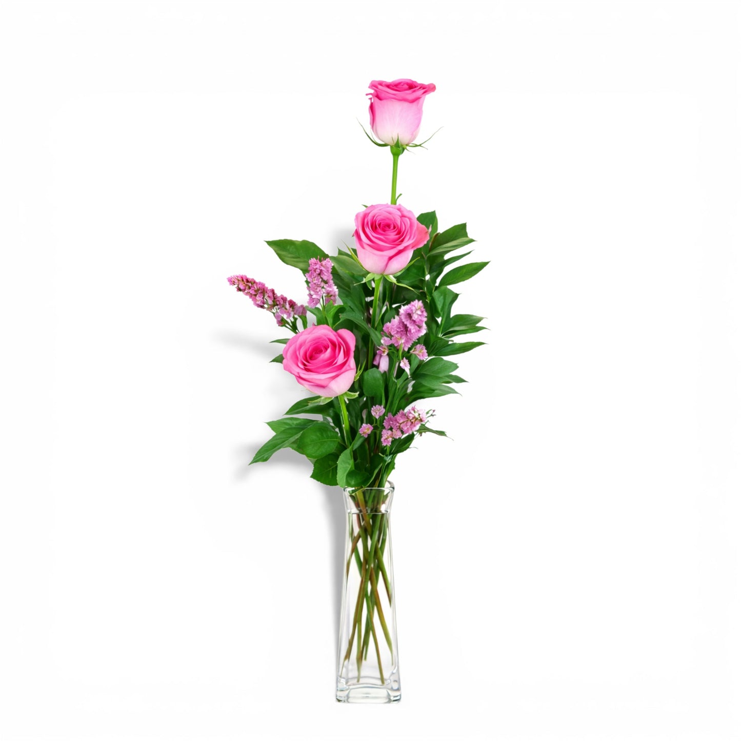 Pink Roses in Bud Vase