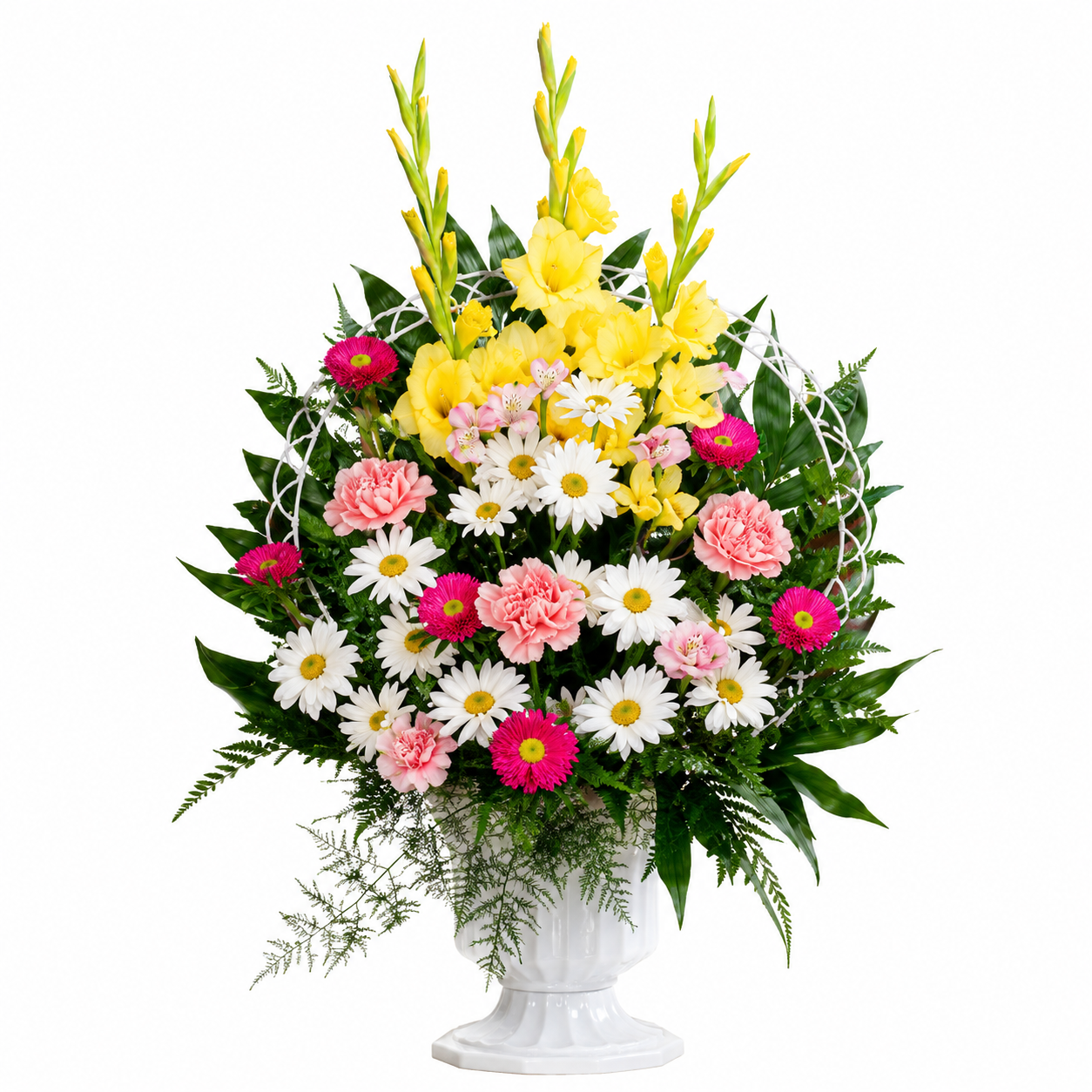 Pink, Yellow and White Flowers
