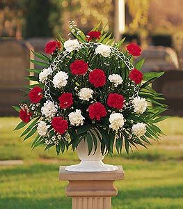 Red and White Carnation Basket