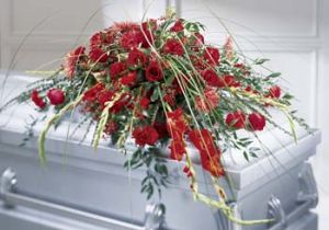 Red Rouge Casket Spray