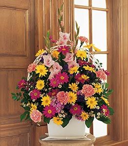 Spring Colors in Funeral Basket