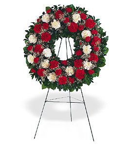Red and White Carnation Wreath