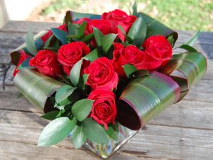 Red Roses in a cube