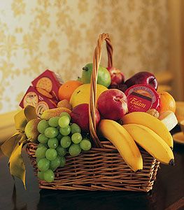 Fruit Basket filled with Crackers and Cheese