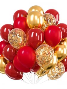 Ruby Red and Gold Balloon Bouquet