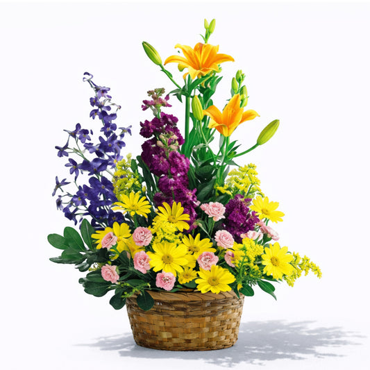Basket with Mixed Flowers