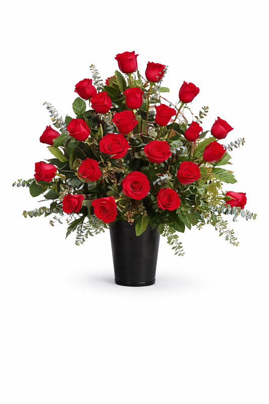 Basket with 24 Red Roses