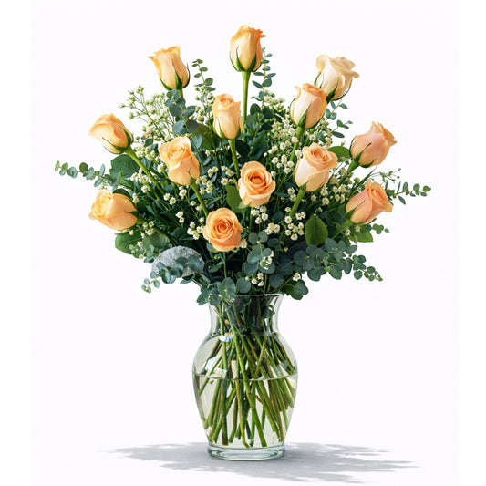 Dozen Pale Peach Roses
