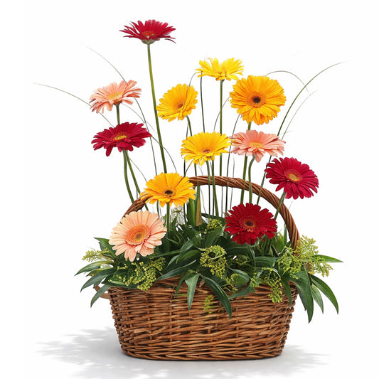Gerberas in Wicker Basket