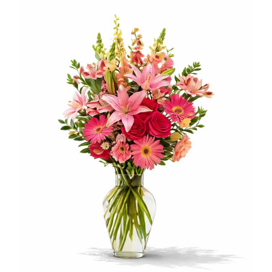 Mixed Pinks in Clear Glass
