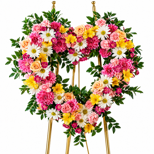 Open Heart of Mixed Flowers