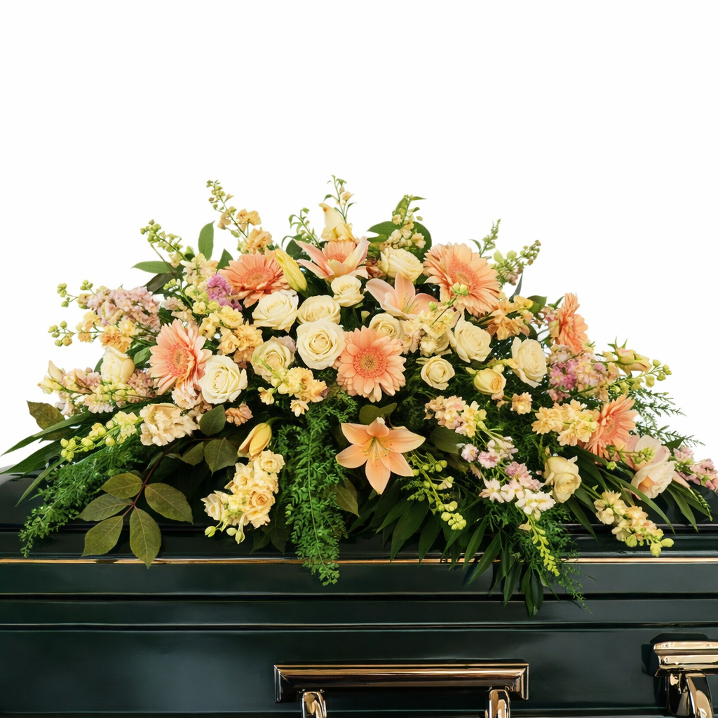 Peach Casket Spray