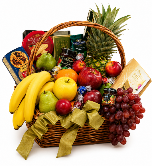 Pineapple, Fruit, Chocolate, Cheese and Cracker Basket