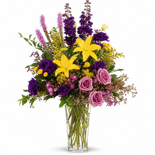 Purple and Yellow Glass Vase