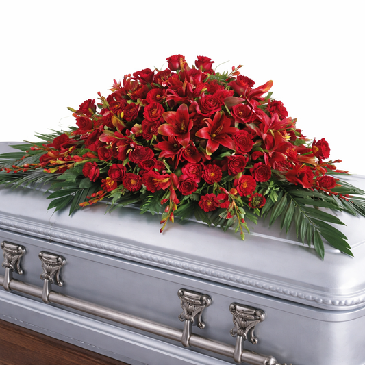 Red Splendor Casket Spray