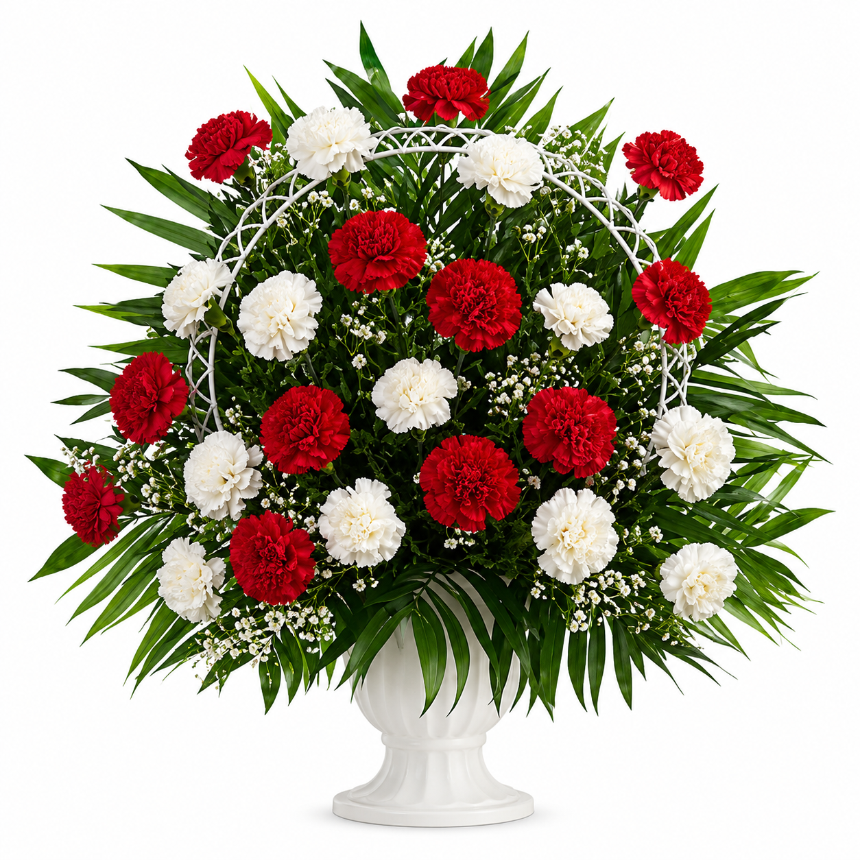 Red and White Carnation Basket