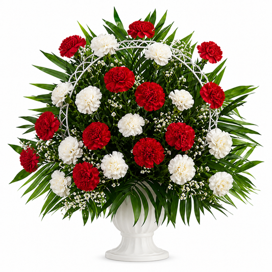 Red and White Carnation Basket