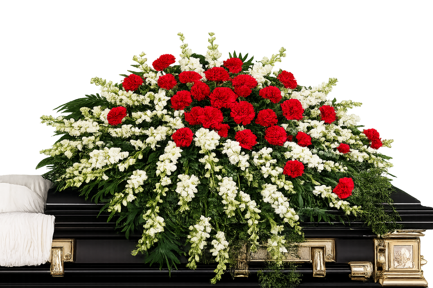 Red and White Half-Couch Spray