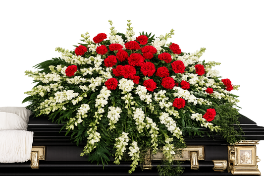 Red and White Half-Couch Spray