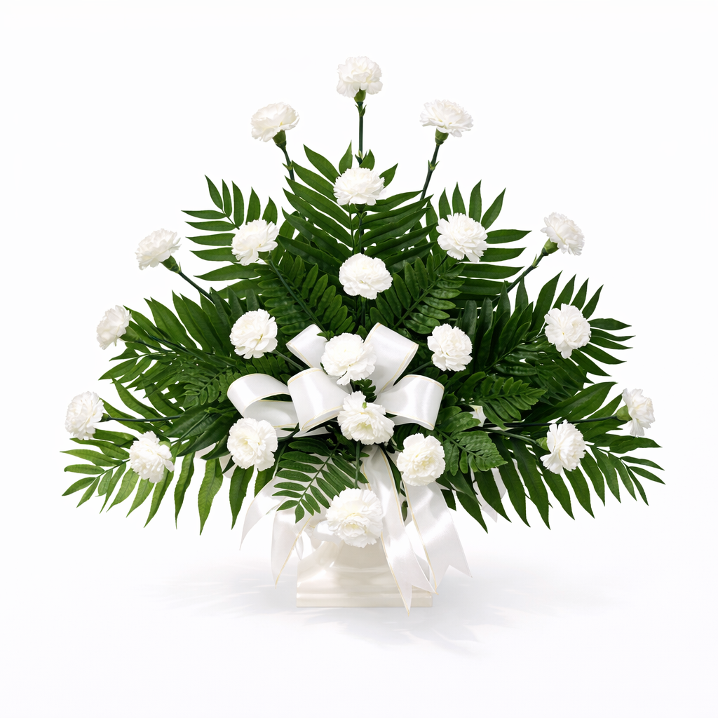 White Carnation Basket