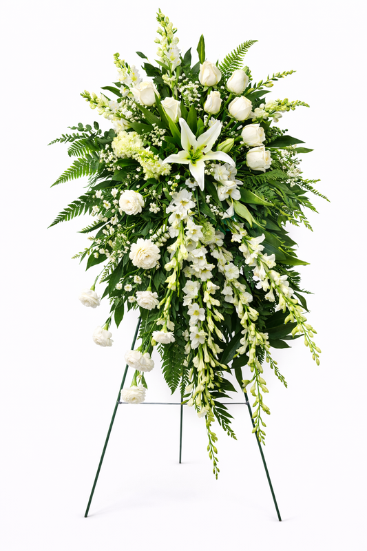 White Tribute Standing Spray