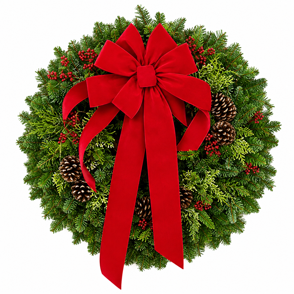Wreath with Red Velvet Bow