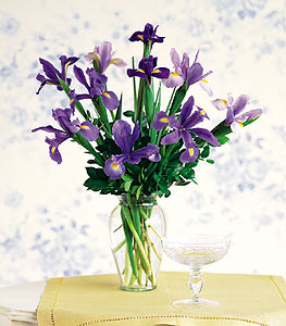 Iris Bouquet in a Vase :: The Flower Shop